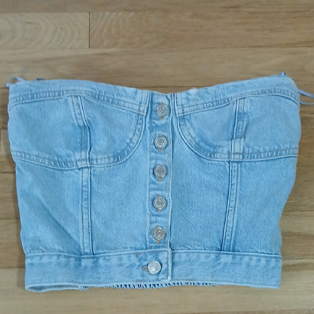 Zara Light Blue Denim Top XS